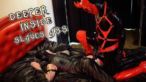 Deeper inside slave's ass * Pegging with a latex Devil