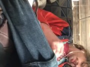 Mustached Grungy step bro cums hard on living room table