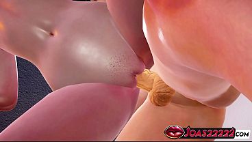 Animated hentai babe with big tits gets a thighjob in pantyhose