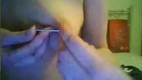 Nasty girlfriend makes a video of self piercing at home