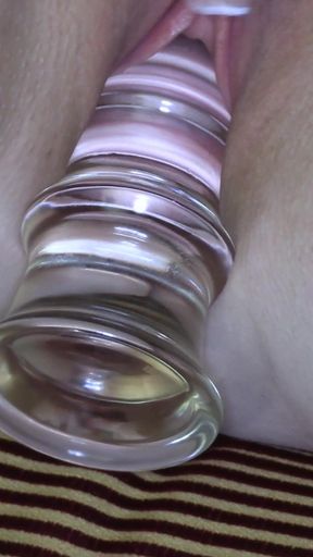 Super wide glass dildo