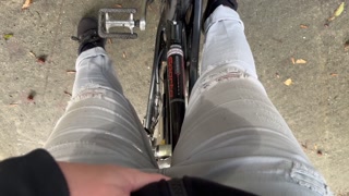 Real public desperate wetting accident in pants outside cycling