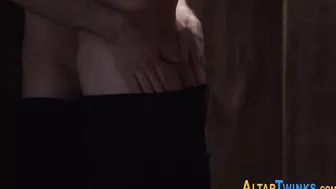 Twink altarboy rides priest bareback and cums hard
