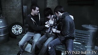 Three teen gays making out before anal shagging hardcore