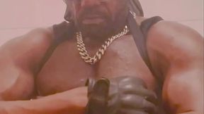 Biig Chested Black Muscle Dad Tit and Cock Play