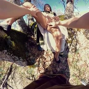 Submissive servant babe receives a sex lesson from her lord. Horny outdoor medieval sex!