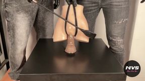 Samantha The Doll dildo fucking and riding crop whipping