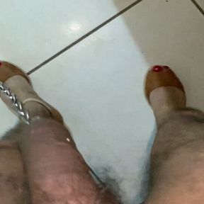 Walking while Dangling my chains on my 8mm Pierced cock, then Masturbating a little and in the end Fucking myself