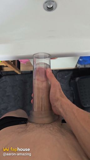 Full View Stroking My Hard Cock in a Clear Fleshlight Stroker!