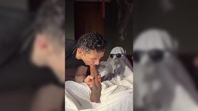 Curly Brazilian Gay Sucks & Rides the Ghost's Monstrous BBC To Stop the Paranormal Activity