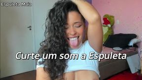 Small Brazilian girl with natural breasts and ass playing in her room until she gets excited