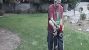 Mature MILF Stretched Wide by Massive Toys Outdoors