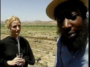 Ebony hunks working with the haystack in amish warehouse