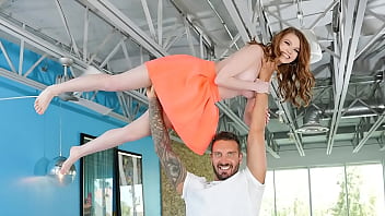 Fun and Flirty Teen Spinner Is Playing with her Adoring Boyfriend