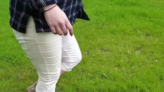 ⭐ White Jeans Peeing compilation. How stained can I make them? ;)
