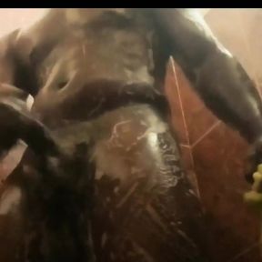 BBC Shower Can Stroking His Dick for His Baby After a Long Day