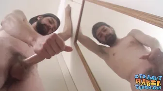 Mickey Waters Jerks Off His Big Hairy Cock and Cums on Mirror