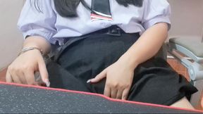 A female student is learning to masturbate.