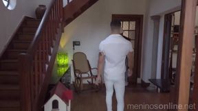 threesome Latinos shagging In The Kitchen