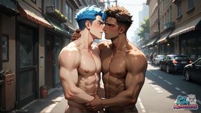 Two Ripped Studs Clash on a Sunny Street, with the Bazooka Fellow Providing a Sweet Unload of Spunk - the Best Gay XXX!