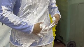 the fleece - pied and covered in porridge