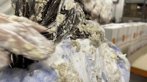 the fleece - pied and covered in porridge