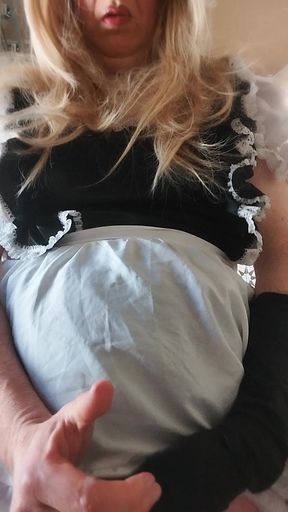 Naughty Sissy-maid Cums on Duty