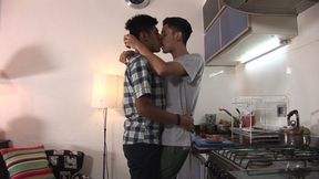 Drilling his bitch ass hard in the kitchen