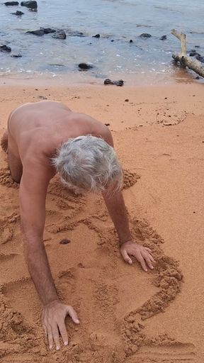 Ladysilva on the beach naked showing off her big sexy ass tanned with mark