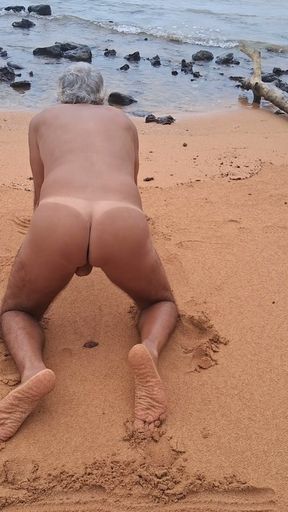 Ladysilva on the beach naked showing off her big sexy ass tanned with mark