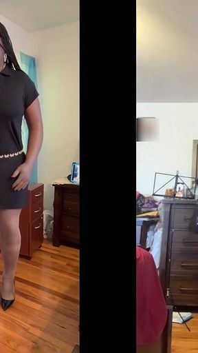Black Babe Danae in Bossy Business Dress Outfit