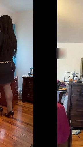 Black Babe Danae in Bossy Business Dress Outfit