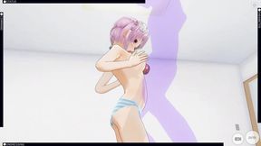 3D Hentai Neptunia Caresses a Dick with Her Breasts and Makes You Cum