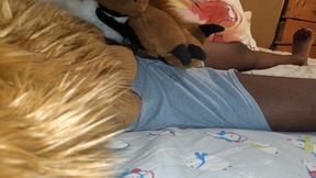 Stroking my cock with big paws, cumming over myself 3 times