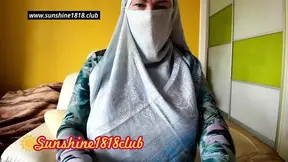 Blue Hijab Arab Muslim Girl on cam big tits masturbation recorded show March 20th