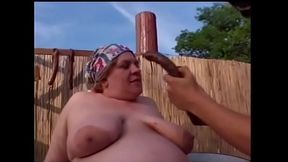 Large body chick Zanie Janette blows cowboy'_s dong outdoors and fucks it