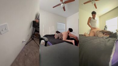 Roommate girlfriend disciplined in gaming chair while BF watched on phone and got cumshot