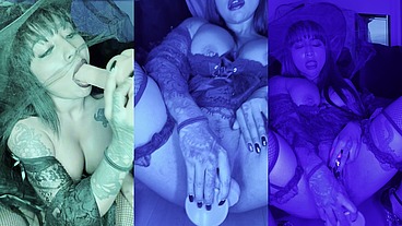 Sexy witch solo Halloween squirting with dildo