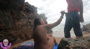 Hot Couple Having Sex on Public Beach