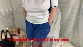 Big-titted mature mom worships football team with her feet