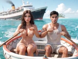 Woman And Young Stud Ignite Passion After Being Shipwrecked On Tropical Island Paradise (AI generated)