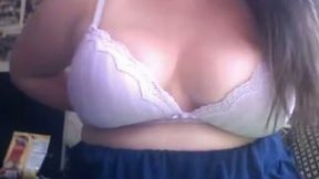 My chubby girlfriend loves to expose her big saggy tits