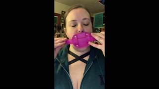 takes 4" dildo gag training teaser