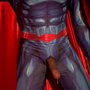 Superman jerk off and cumshot.