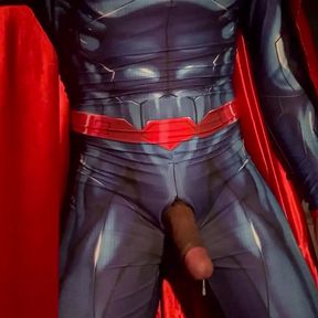 Superman jerk off and cumshot.