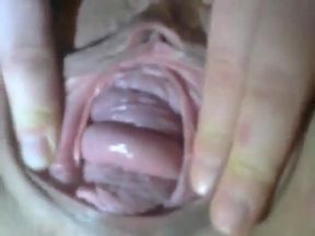 Pussy spread, gaping and cervix show, milking my tits