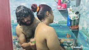Hot Couple Bath Romance in Bathroom