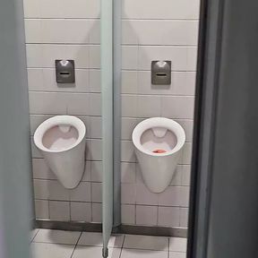 piss play and cum at public restroom