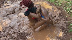 Mud wrestling between Esther and Nelly