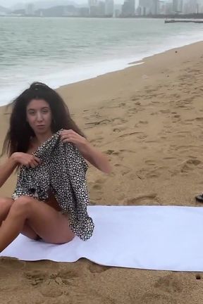 Babe Can I Cum on Your Tits? - Cock Flashing on the Beach